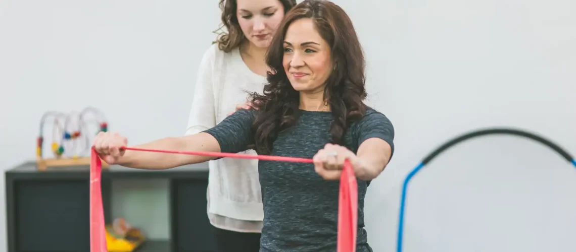 woman performing physical therapy