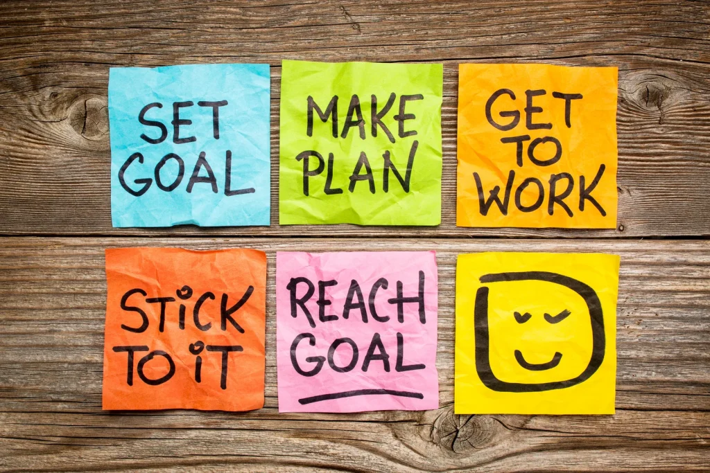 goals written on sticky notes